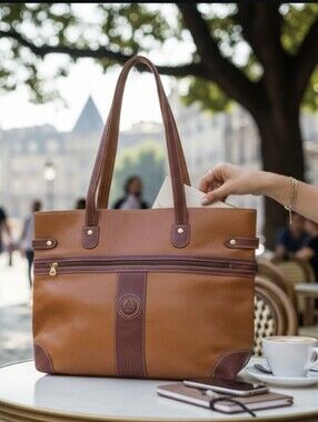 Vintage Andantini Moda‎ Italiana Genuine Leather Tote Bag Brown Shoulder Handbag
